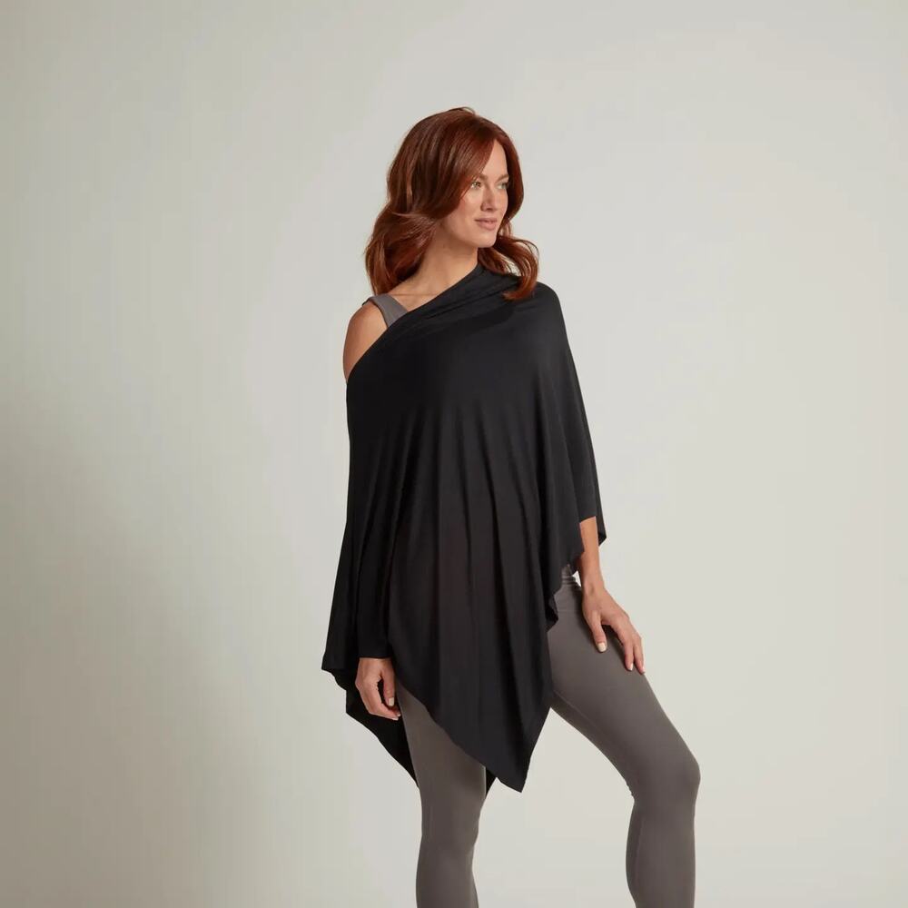 Faceplant Dreams Bamboo Wrap Shawl Voyager Black Stretch Knit Women’s One Size